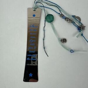 Sacchi metal bookmark Les Brown quote w beads charms 5" Moon Star